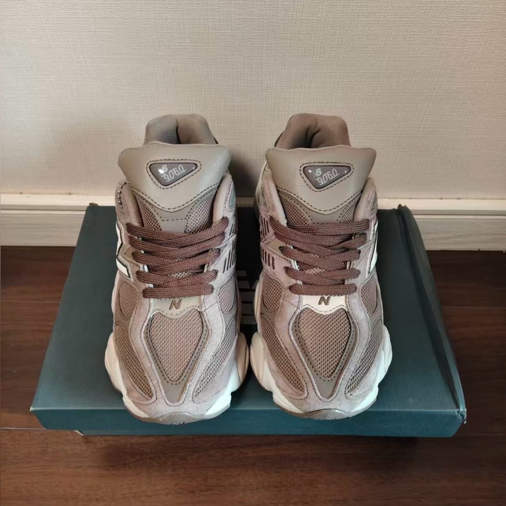 New Balance 9060 Grey Brown Retro Sports Shoes